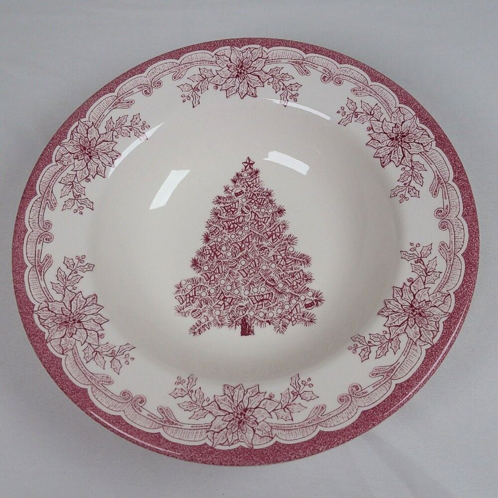Culinary Arts Yuletide Burgundy 8 1/2" Coupe Soup Bowl Crate Barrel Christmas